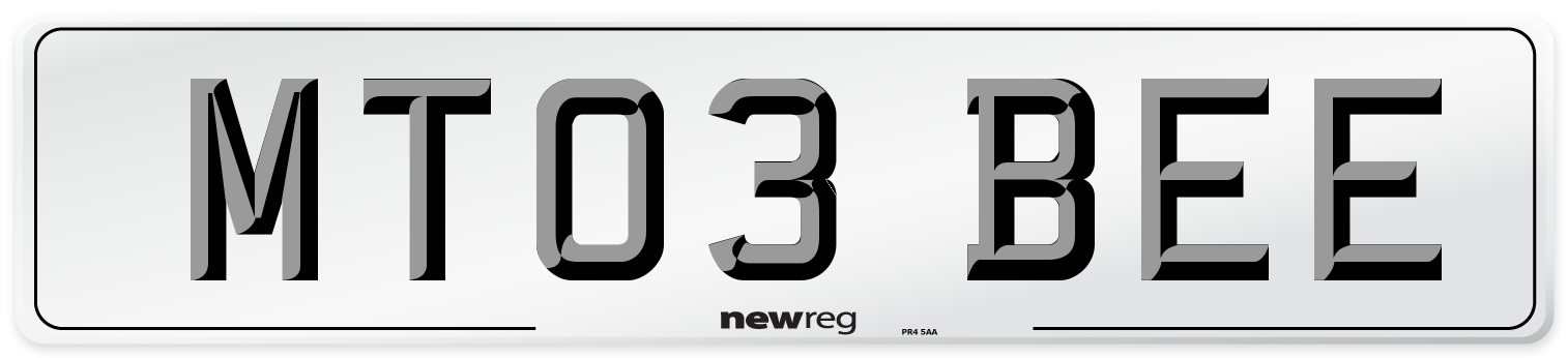 MT03 BEE Number Plate from New Reg